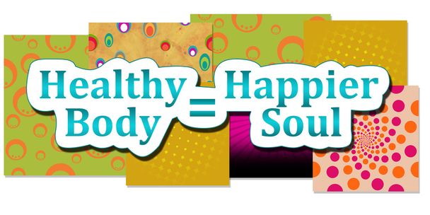 Υγιές σώμα πιο ευτυχισμένη ψυχή διάφορα φόντο  - Φωτογραφία, εικόνα