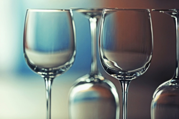 Empty wineglasses on table - 写真・画像