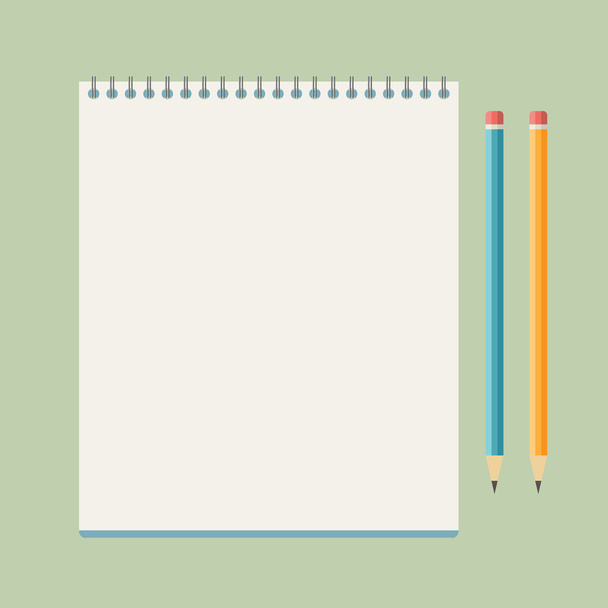 Caderno plano com lápis
 - Vetor, Imagem