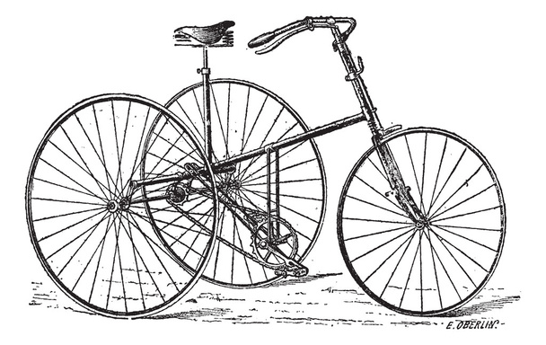 Velocipede, tricycle, gravure vintage
. - Vecteur, image