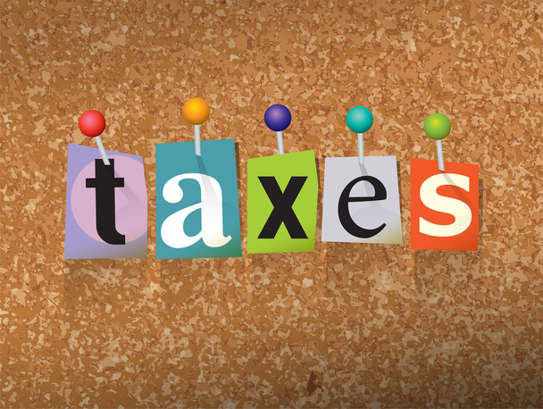 Concept des taxes Lettres épinglées Illustration
 - Vecteur, image