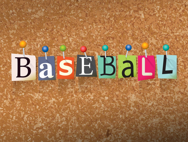Honkbal concept vastgemaakt letters illustratie - Vector, afbeelding