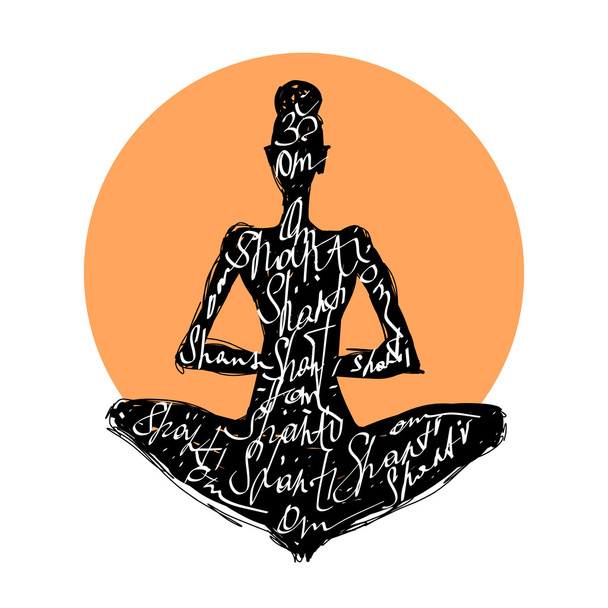 Mujer del yoga. Cartel tipográfico
 - Vector, Imagen
