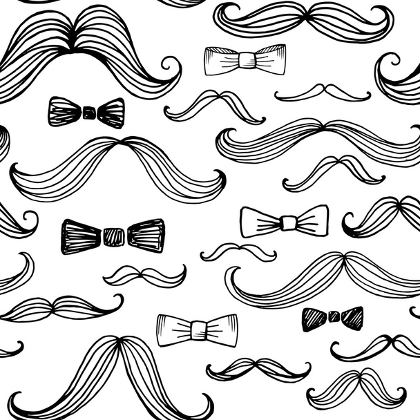 Bow Tie and Moustache Seamless Pattern. Vector illustration - Vettoriali, immagini
