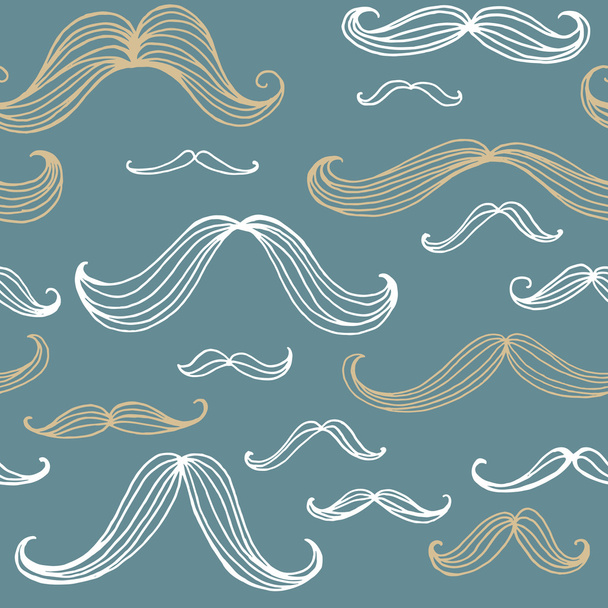 Mustaches seamless pattern. Hand drawn elements. Vector illustration - Vektor, kép