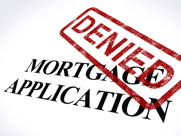 Hypothekenantrag abgelehnt Stempel zeigt Eigenheimfinanzierung abgelehnt - Foto, Bild