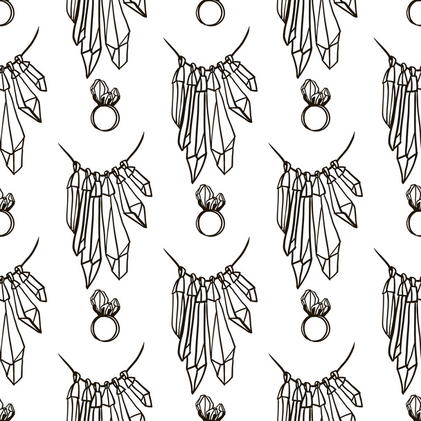  jewellery with crystals seamless pattern - Vetor, Imagem