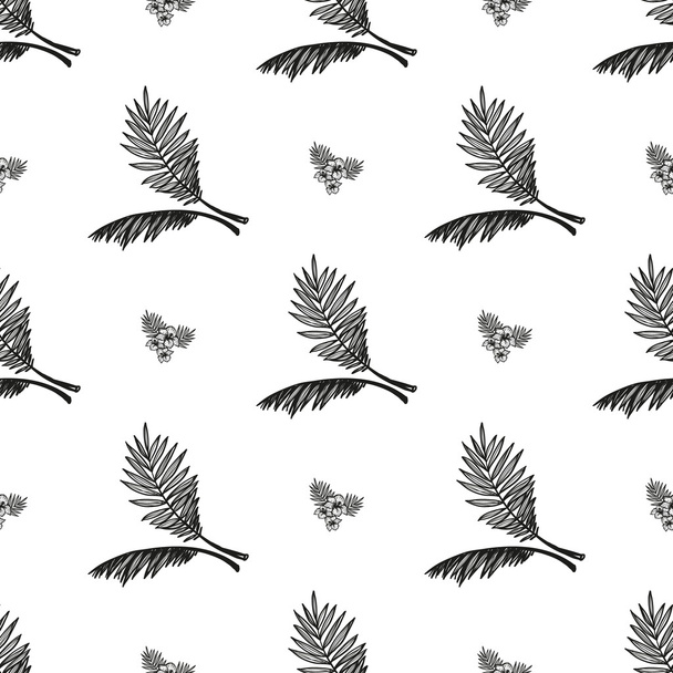 cartoon palm leaves pattern - Vector, imagen