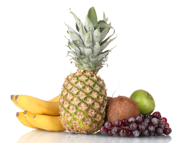 Fresh tropical fruits isolated on white - Zdjęcie, obraz