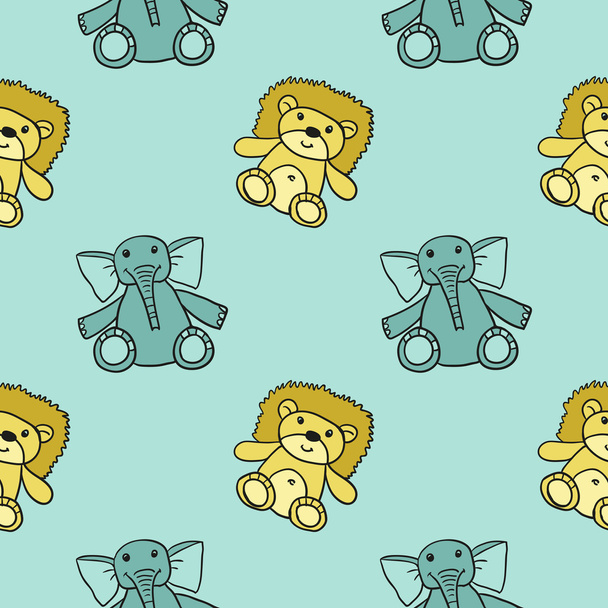 lions and elephants pattern  - Διάνυσμα, εικόνα