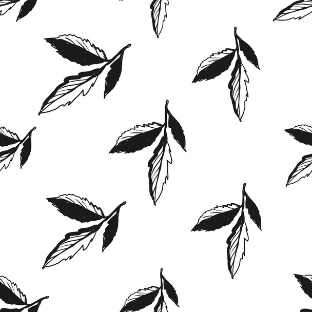 sketched leaves seamless pattern - Διάνυσμα, εικόνα