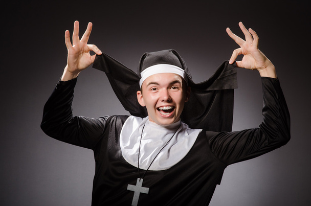 Funny man wearing nun clothing - Φωτογραφία, εικόνα
