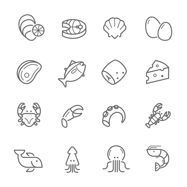 Conjunto de iconos de líneas - materia prima
 - Vector, Imagen
