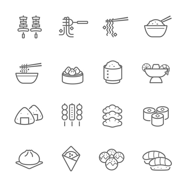 Conjunto de iconos de líneas - Comida oriental
 - Vector, imagen