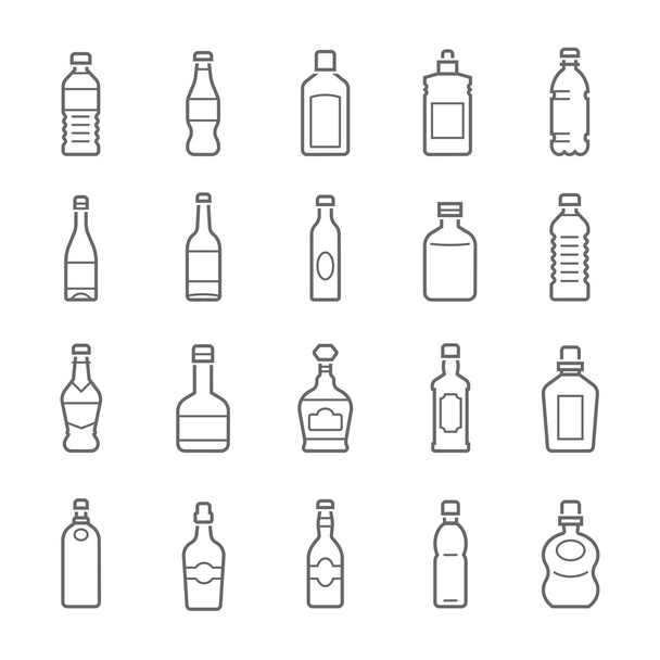 Set di icone linee - bottiglia e bevanda
 - Vettoriali, immagini