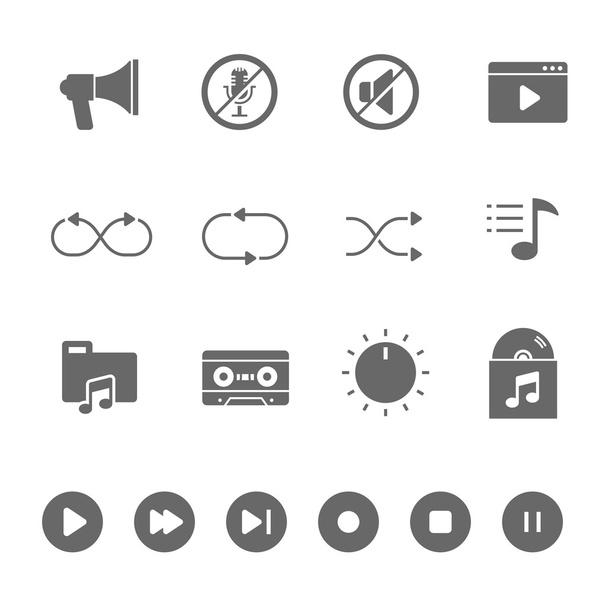 Набор иконок - аудио контроль
 - Вектор,изображение