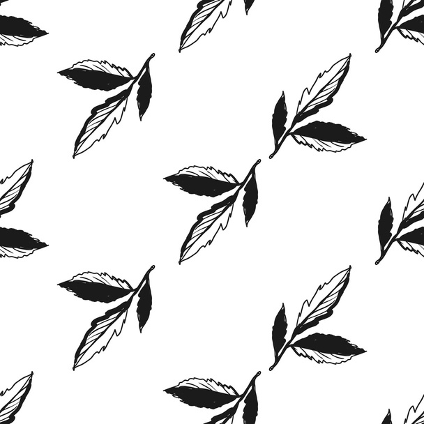 sketched leaves seamless pattern - ベクター画像