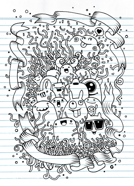 Dibujo a mano Doodle Vector Ilustración de fiesta divertida
 - Vector, Imagen
