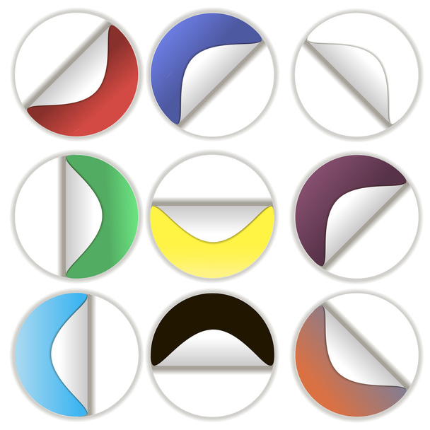 Blanco ronde stickers met ruimte voor uw tekst. Set van verschillende kleuren. - Vector, afbeelding