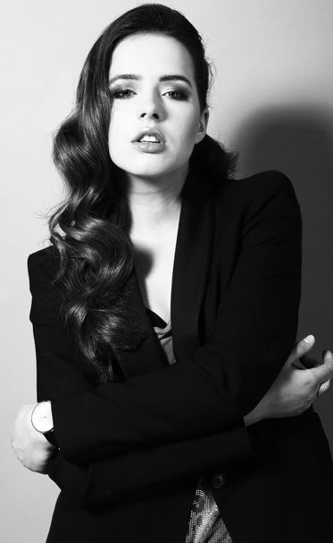 Portrait de gorgeus mannequin femme d'affaires avec hai incroyable
 - Photo, image