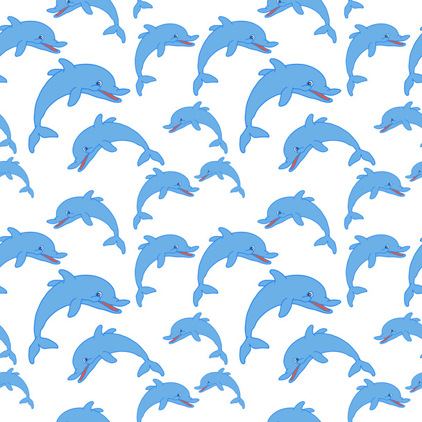 Dauphin motif 2d sans couture sur fond bleu
 - Vecteur, image