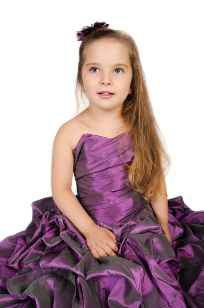 Portrait of cute smiling little girl in princess dress - Fotó, kép