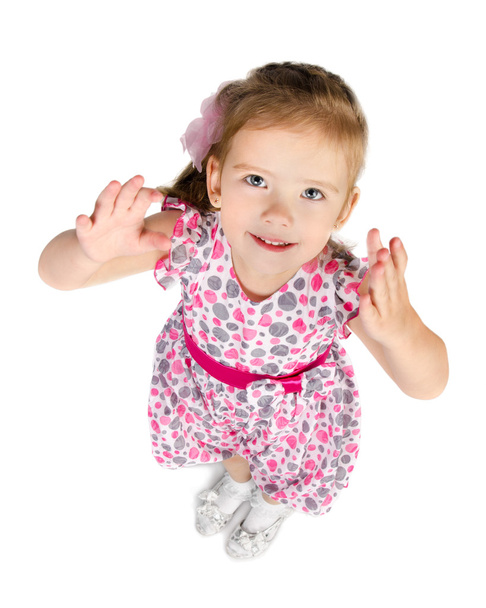 Portrait of cute little girl giving her hands - Фото, изображение