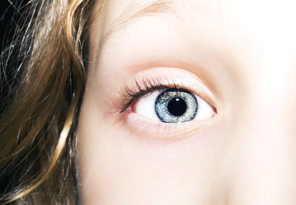 Beautiful insightful look blue eyes little girls - Photo, Image