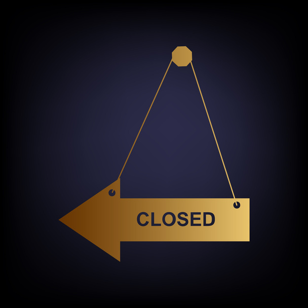 Closed sign. Golden style icon - Vector, Image