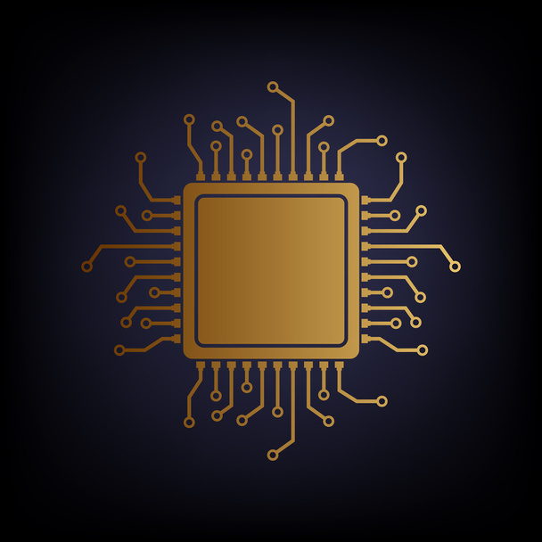 CPU Microprocessor. Arany style icon - Vektor, kép