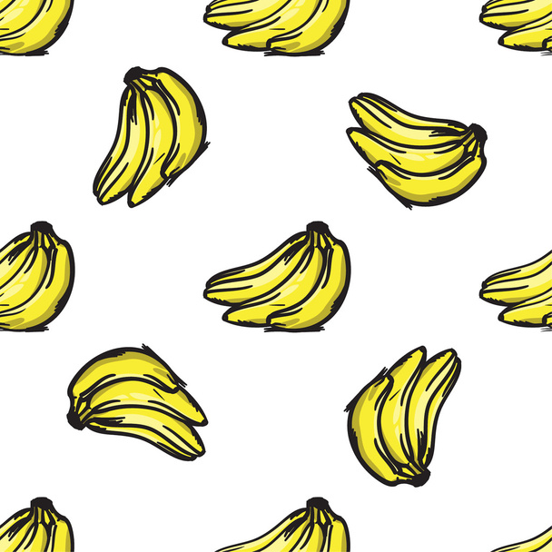 Vector banana seamless pattern. Modern texture. Repeating endless abstract hand drawn background - Wektor, obraz