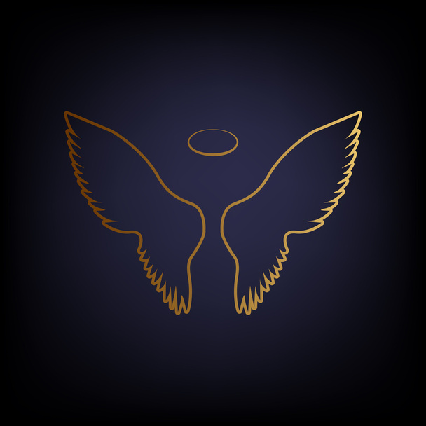 Wings sign. Golden style icon - Vector, Image