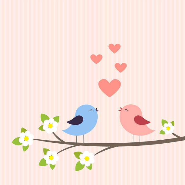 Pareja de pájaros enamorados
 - Vector, Imagen