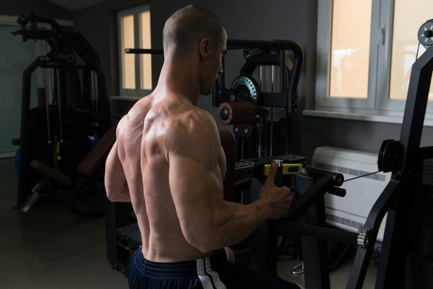 Young Man Doing Heavy Weight Exercise For Back - Foto, Imagem