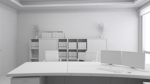 3D Interior rendering of an office - Photo, Image