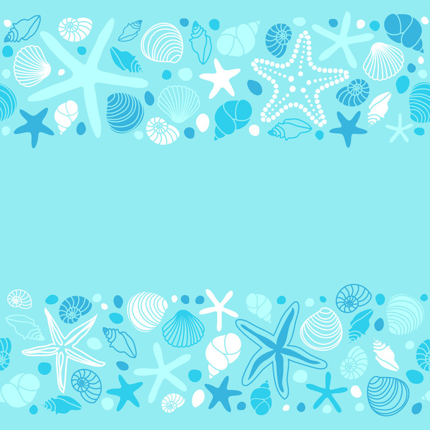 Cute summer background with shells and starfishes  - ベクター画像
