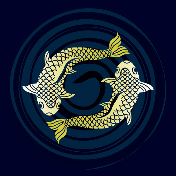 Знак двух рыб. Рыба вектор. 2 Золотые рыбки вектор. Две рыбы в кругу.