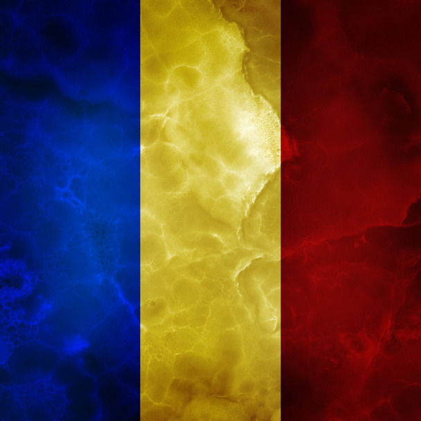 Ρουμανική σημαία. Καταπληκτικό λιθώδη υφή με πολύχρωμη ρίγες. - Φωτογραφία, εικόνα