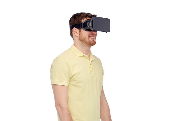 happy man in virtual reality headset or 3d glasses - Foto, Imagen
