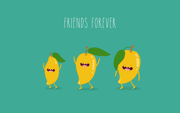 Frutas de mango tropicales divertidas
 - Vector, imagen