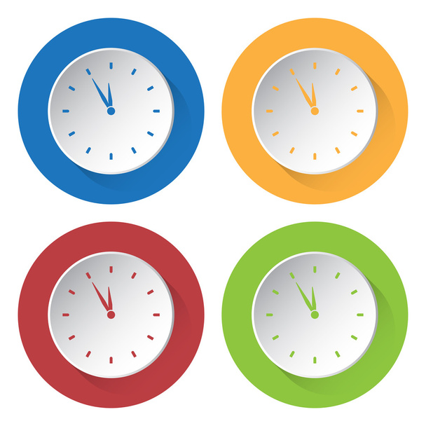 набор из четырех значков - часы в последнюю минуту
 - Вектор,изображение