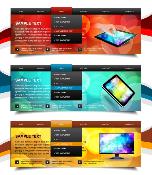 Set of color website navigation templates - Вектор,изображение