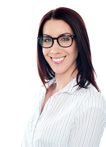 Smiling business lady in eyeglasses, closeup shot - Fotografie, Obrázek
