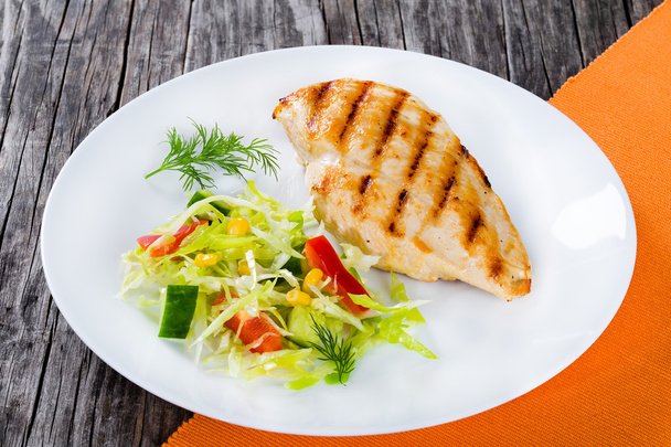 grilled chicken breast fillet with low calories spring cabbage s - Photo, Image
