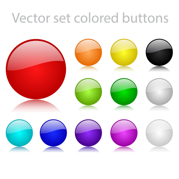 Vector set colored buttons round type - Vektör, Görsel
