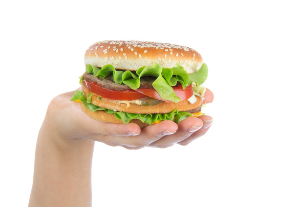 Big burger sandwich in hand - Foto, Imagem