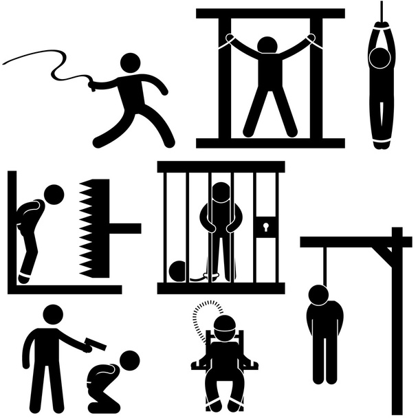 Punição Tortura Justiça Morte Execução Icon Símbolo Signo Pictograma - Vetor, Imagem