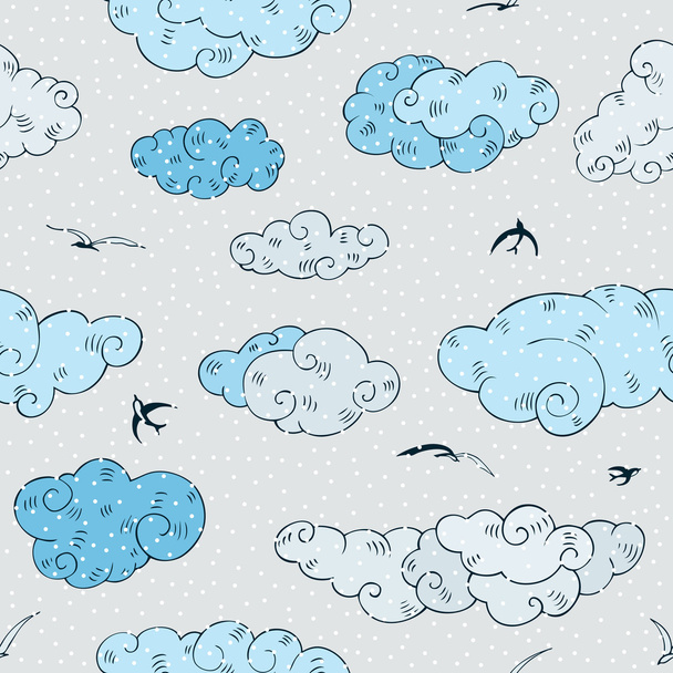 Blaue Wolken, nahtloses Muster. - Vektor, Bild