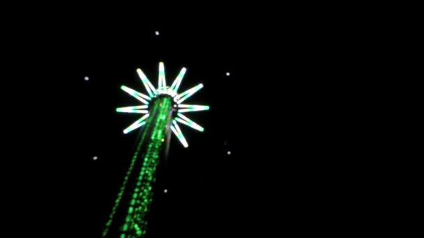 Amusement Park in the Night. Part of Attraction. - Footage, Video