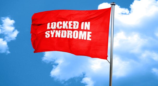 locked in syndrome, 3D rendering, a red waving flag - Fotoğraf, Görsel